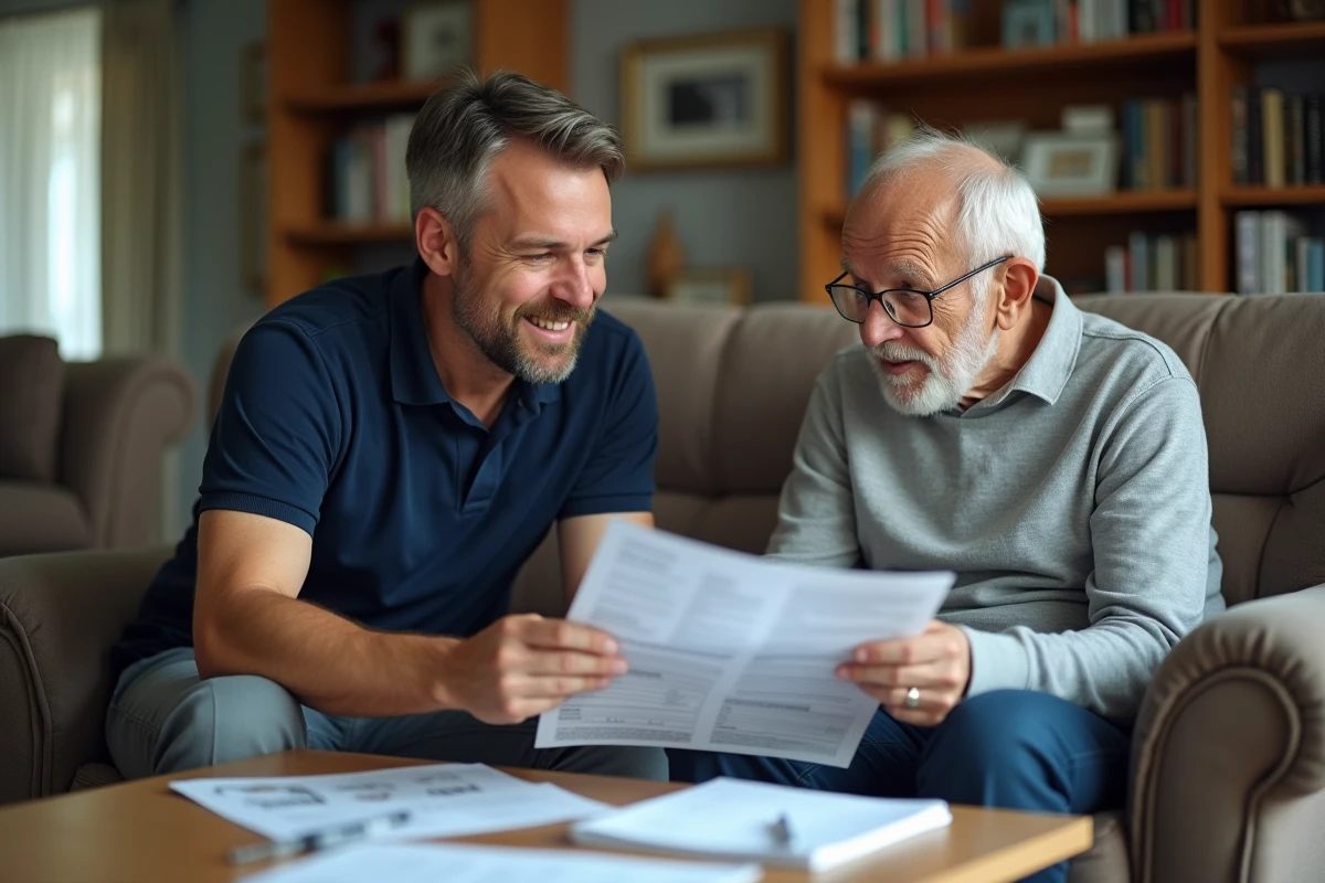 Professionnel de l'aide à domicile et client senior comparant les tarifs et prestations de services à domicile en 2026