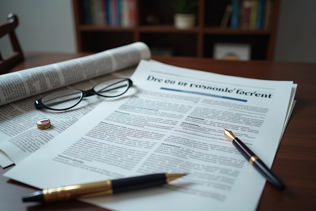 Document officiel de retraite française posé sur un bureau avec journal et stylo plume
