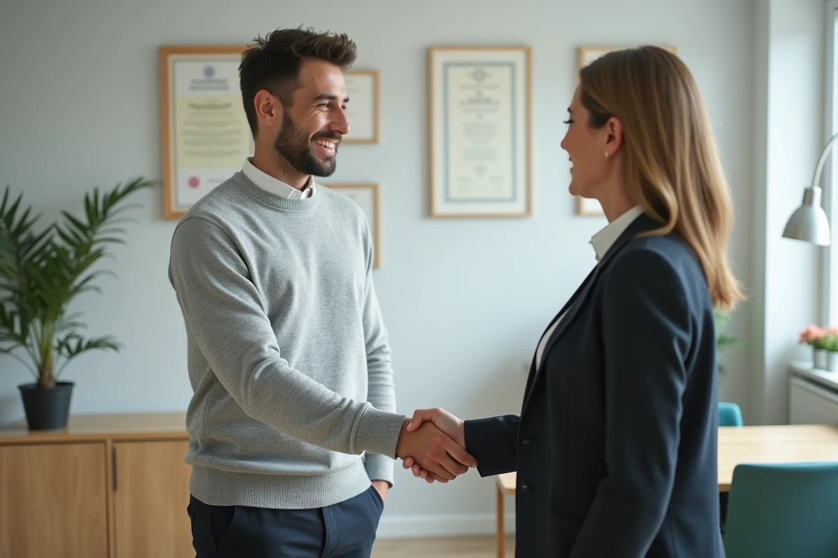 Candidat sans expérience lors d'un entretien d'embauche dans une maison de retraite avec une recruteuse