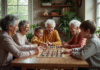 Jeu intergénérationnel : pourquoi est-il si important ? Famille multigenerations jouant à un jeu de société dans un salon chaleureux
