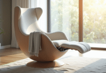 Fauteuil ergonomique moderne dans un salon lumineux et minimaliste