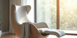 Fauteuil ergonomique moderne dans un salon lumineux et minimaliste