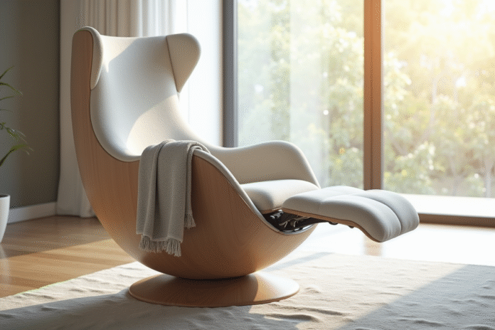 Fauteuil ergonomique moderne dans un salon lumineux et minimaliste