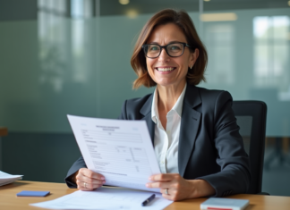 Inscription taxi conventionné : comment procéder ? Femme d'affaires avec formulaire médical en bureau officiel