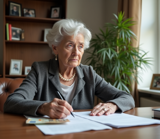 Héritage : qui reçoit les liquidités ? Les règles à connaître Femme agee examine documents et argent dans un salon lumineux