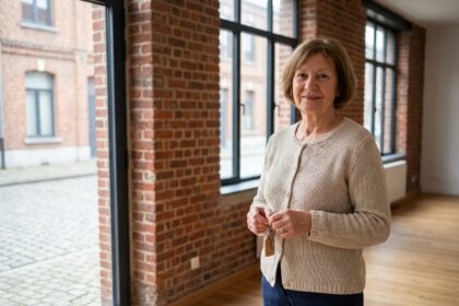 Femme senior tenant un appartement renové a Roubaix