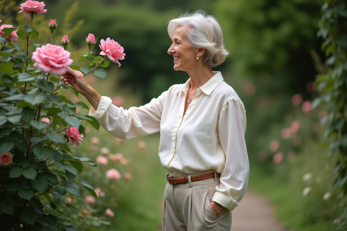 femme-elegante-jardin-roses Femme élégante dans un jardin fleuri avec roses