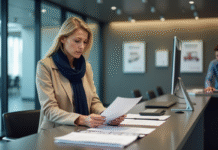 Transport : Comment obtenir un bon de transport en France ? Femme consultat documents dans une mairie française