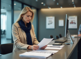 Transport : Comment obtenir un bon de transport en France ? Femme consultat documents dans une mairie française