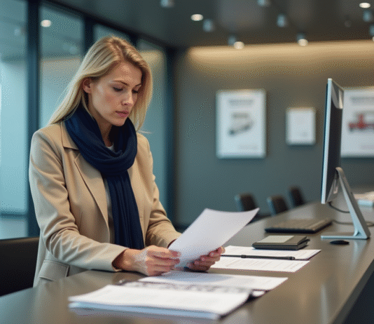 Transport : Comment obtenir un bon de transport en France ? Femme consultat documents dans une mairie française
