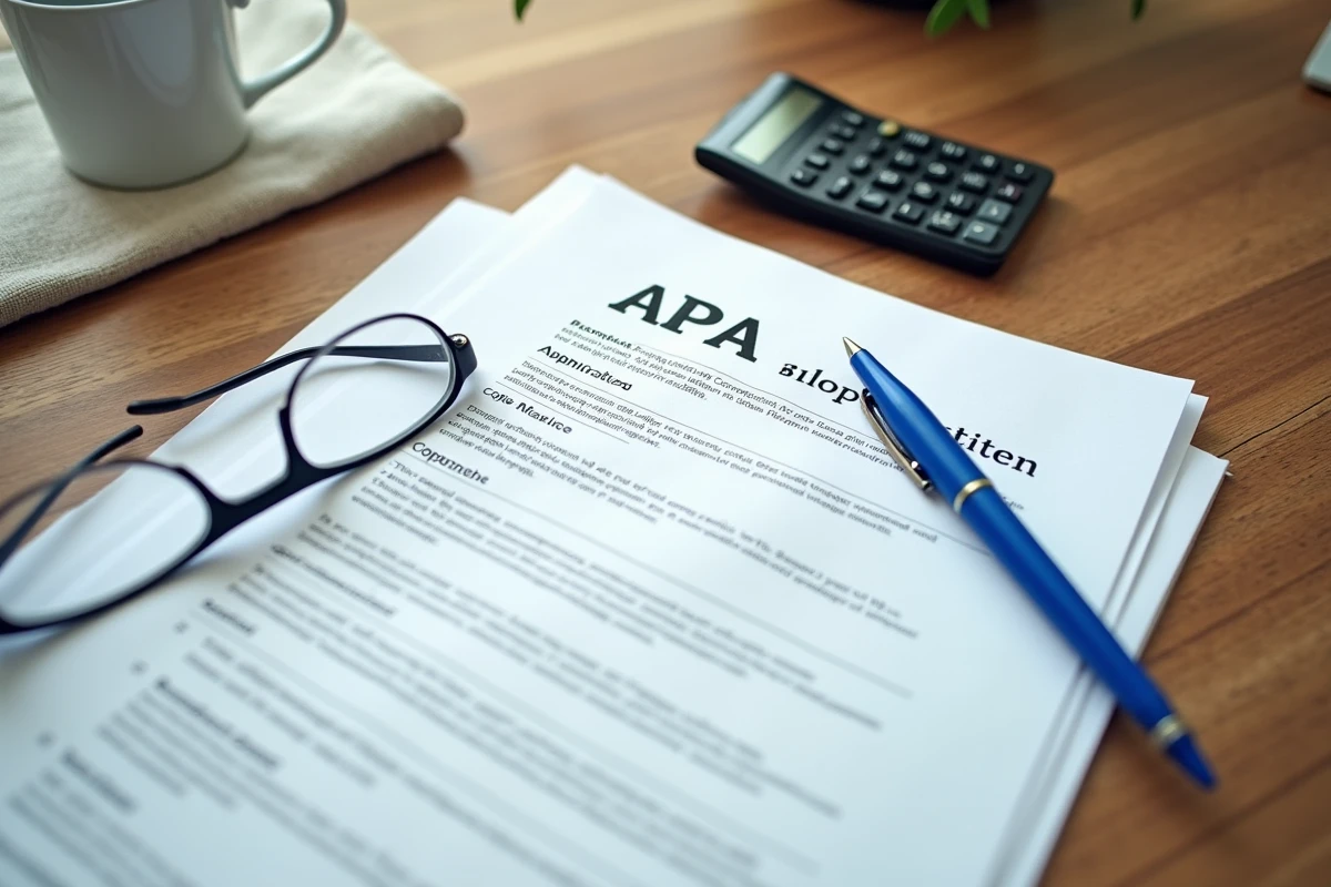 Formulaire de demande d'APA posé sur une table avec stylo et lunettes pour illustrer les démarches d'aide financière