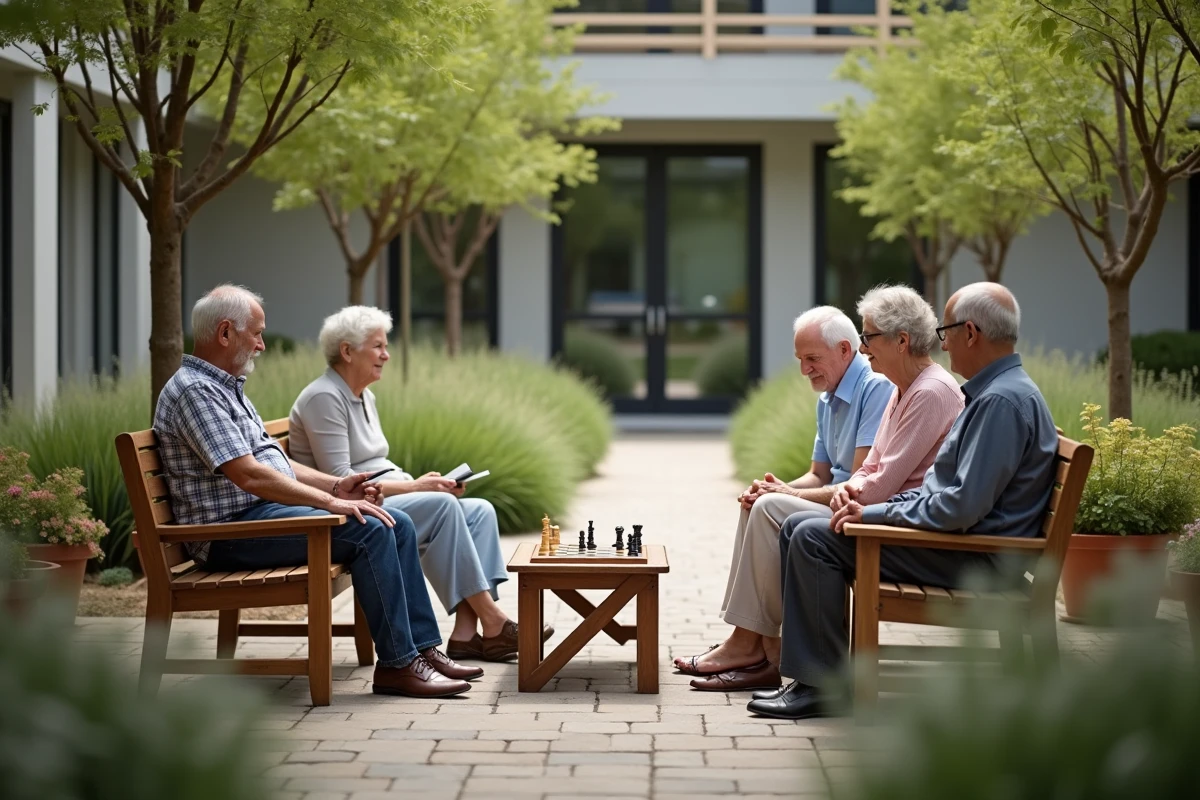 Groupe de seniors dans un jardin d